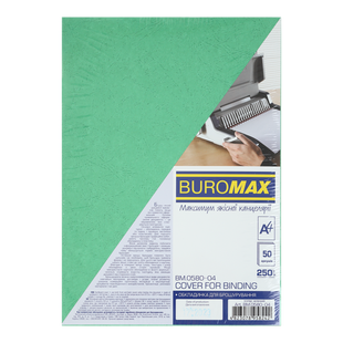 Обкладинка картонна "під шкіру" А4, 250г/м2, (50шт./уп.), зелена BM.0580-04 фото