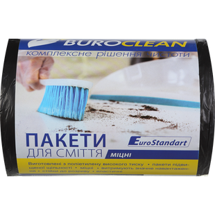 Пакети для сміття 35л100шт,500х600мм, міцні, чорні,11мкм, ПВТ (LDPE) BUROCLEAN EuroStandart 10200022 фото