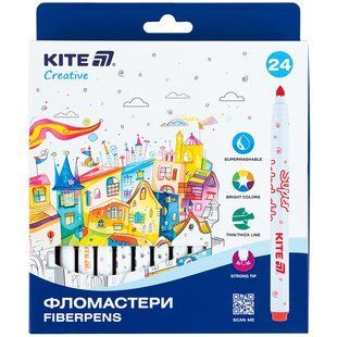 Фломастери, набір 24шт, Kite Creative Superwashable K-1153 фото