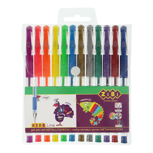 Набір з 12-ти гелевих ручок NEON+METALLIC, 12 кольорів, KIDS Line ZB.2205-99 фото