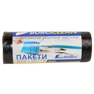 Пакети для сміття 60л20шт,600х800мм, міцні, чорні,18мкм, ПВТ (LDPE) BUROCLEAN EuroStandart 10200032 фото