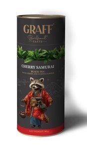 Чай чорний з вишнею листовий 80 г, тубус, "Cherry Samurai/Вишневий Самурай" GRAFF gr.10863 фото